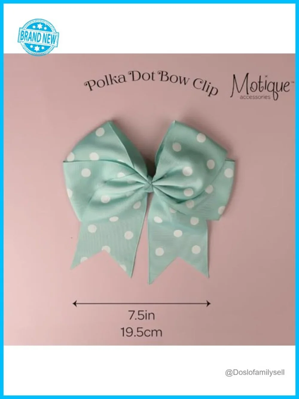 7.5 Inch Polka Dot Grosgrain Ribbon Hair Bow with Tails, Alligator Clip Hair